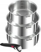Stalowe garnki Tefal Ingenio Emotion Rondle 16/18/20cm indukcja rączka srebrny stal nierdzewna