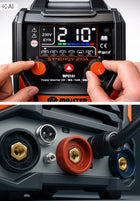Spawarka inwerterowa MIG Co2 flux MMA TIG migomat synergia Majster MP0141 230 V, wyświetlacz LCD, uchwyt euro, maska