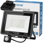 Halogen LED 100W Naświetlacz Zewnętrzny Reflektor Lampa z Czujnikiem Ruchu oprawa do ogrodu, podjazdu i elewacji, 7000