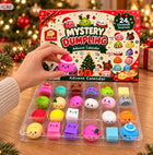 KALENDARZ ADWENTOWY GNIOTKI SQUISHY MOCHI ZABAWKI 24 SZTUKI Z GNIOTKAMI stojący