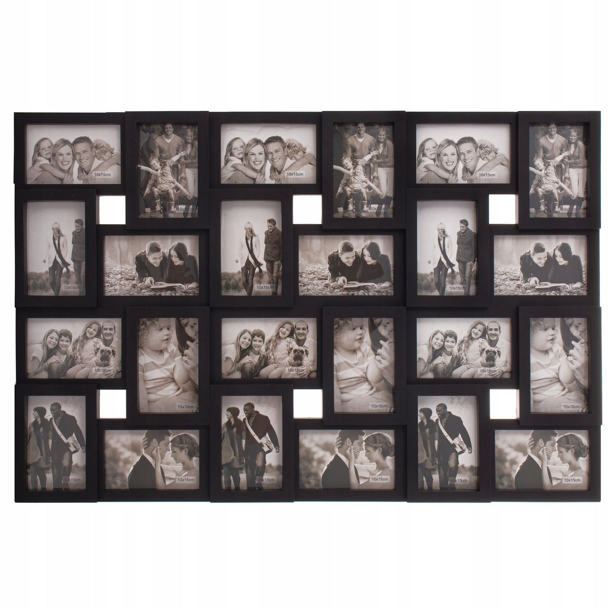 Duża ramka 24 zdjęcia fotorama 86x57cm multi foto galeria kolaż czarna plastikowa dekoracja ścienna do salonu, na