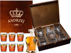 KARAFKA Z GRAWEREM szklanki x 6 w PUDEŁKU WHISKY zestaw do serwowania alkoholi, 750 ml, szkło bezbarwne, do zmywarki