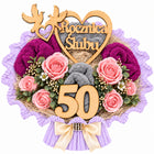 Prezent na 25 40 50 Rocznicę Ślubu Bukiet z ręczników Kwiaty Róże Mydlane do łazienki, 50x100 cm, 410-500 GSM, OEKO-TEX