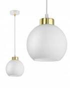 Lampa Wisząca Sufitowa Żyrandol Biała Szklana Kula White Glass EZ1 LED E27 oprawa do salonu, jadalni i sypialni, 1