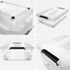 Pojemnik z pokrywą do przechowywania 28l organizer plastikowy na zabawki skrzynia na kółkach, bezbarwna, 39x59x17 cm