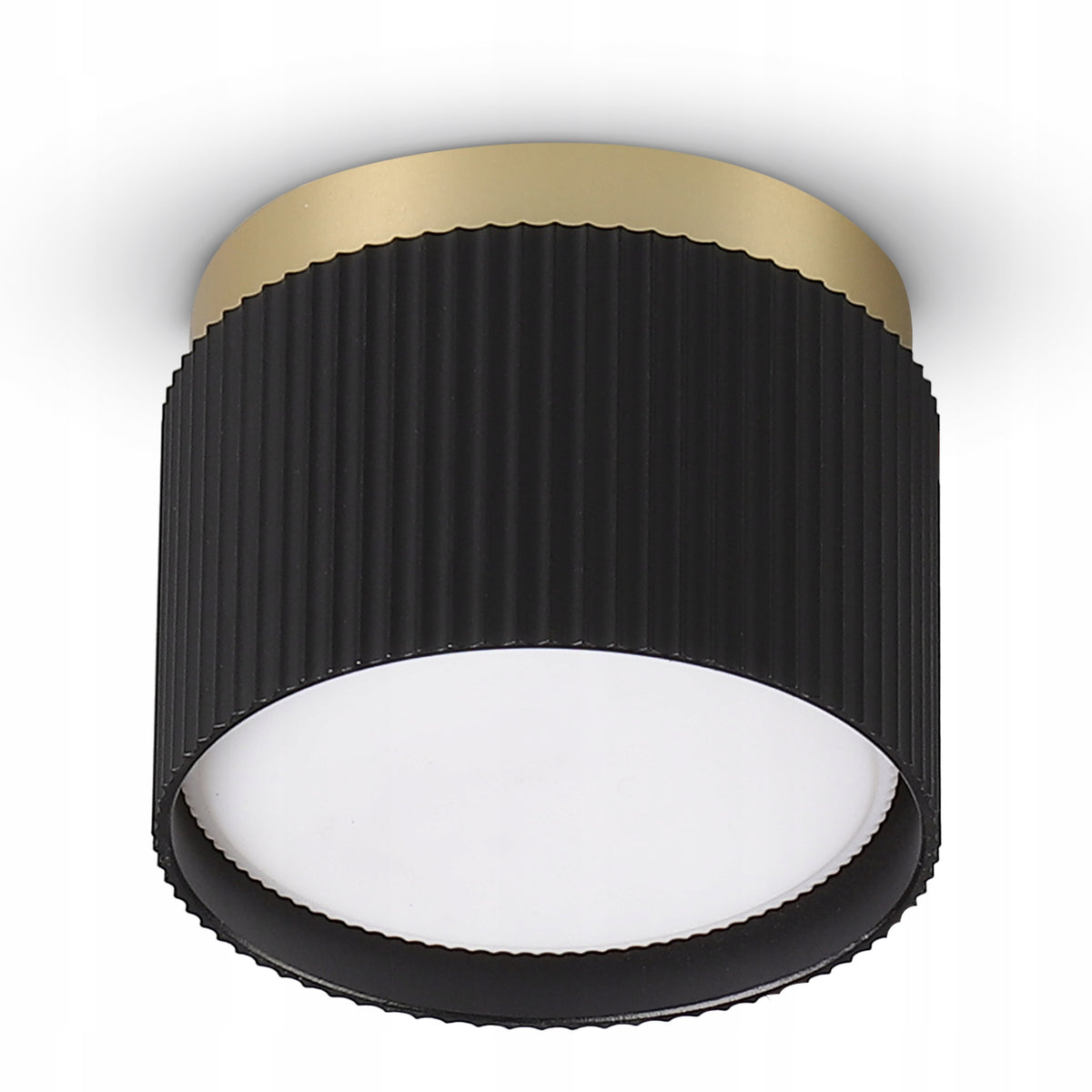 Oprawa Halogenowa GX53 Lampa Sufitowa TUBA LED Natynkowa Ryflowana SPOT okrągła czarno-złota do wnętrz, pojedynczy
