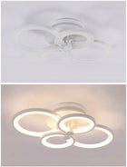 Lampa LED plafon sufit żyrandol pilot 4x ring 76W oprawa wisząca do salonu biała aluminiowa 4 punkty świetlne