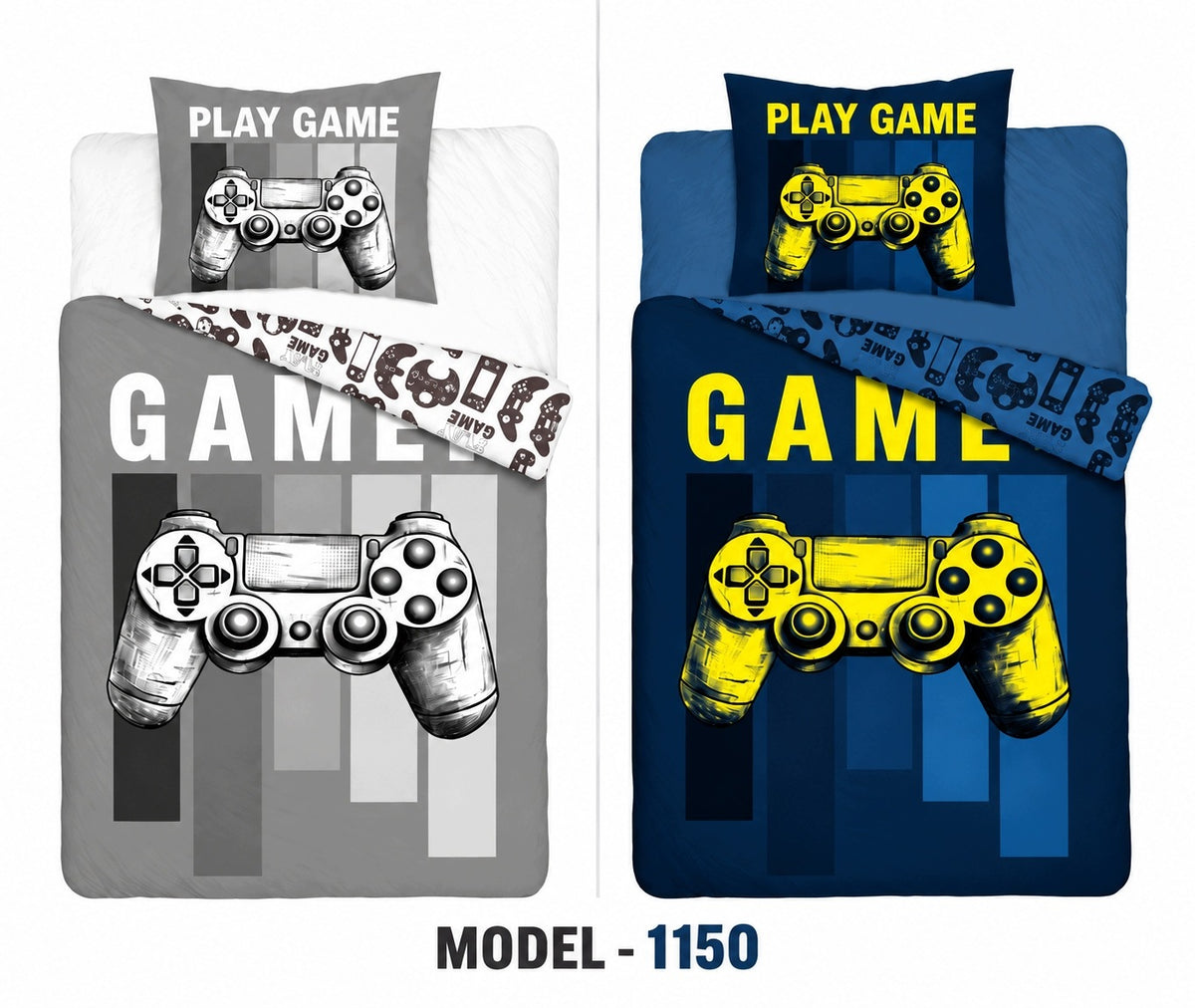 Pościel 160x200 gra gracz pad game piłka nożna bawełna świecąca w ciemności zestaw 2 części, zapięcie na suwak