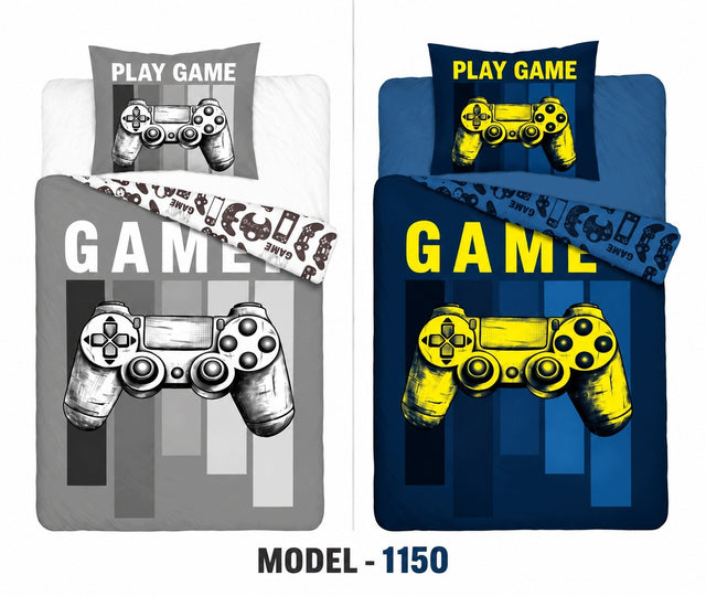 Pościel 160x200 gra gracz pad game piłka nożna bawełna świecąca w ciemności zestaw 2 części, zapięcie na suwak, poszewka 70x80 cm