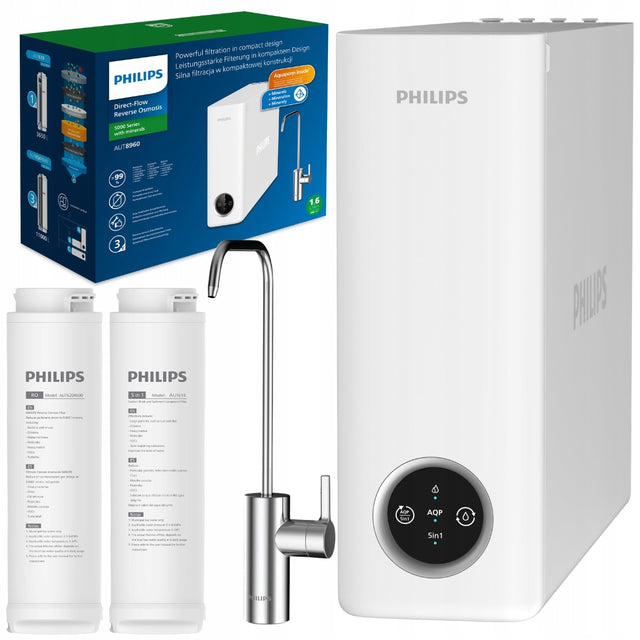 Filtr odwróconej osmozy z mineralizacją filtr bez zbiornika philips AUT8960 do oczyszczania wody pitnej, kuchenny system uzdatniania