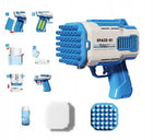 Pistolet na bańki 32 otworów maszyna do baniek na baterie + płyn niebieski 600 ml wiek 3 lata+