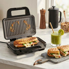 Opiekacz do kanapek panini grill elektryczny do kanapek 1400W non-stick nominalna srebrny/szary