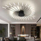 Lampa sufitowa LED żyrandol czarna wisząca do salonu nowoczesna 4500K 42W oprawa oświetleniowa metalowa 128 cm z