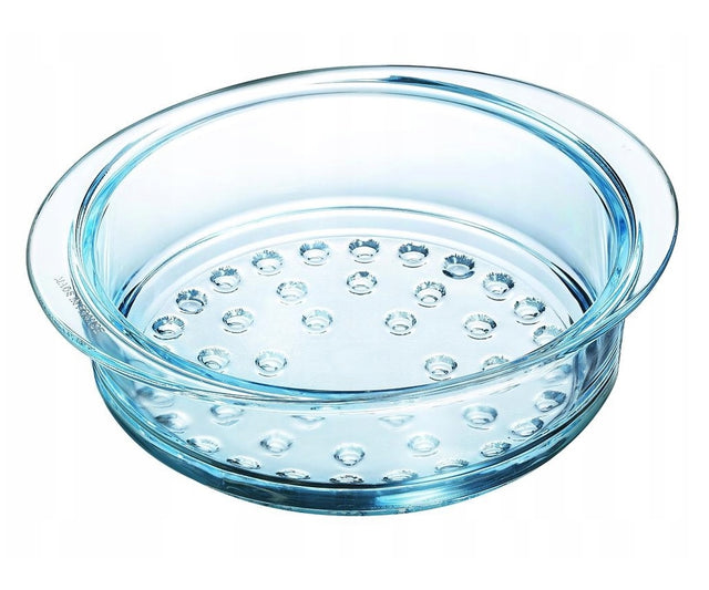 Sito szklane wkład do gotowania na parze Pyrex 2l naczynie do parowaru, do używania w piekarniku i mycia w zmywarce szklana miska żaroodporna do
