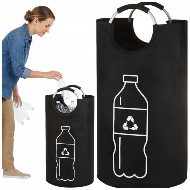Kosz torba na butelki plastikowe zwrotne kaucyjne puszki składany duży 82l worek do recyklingu opakowań, pojemnik segregacyjny 1 komora