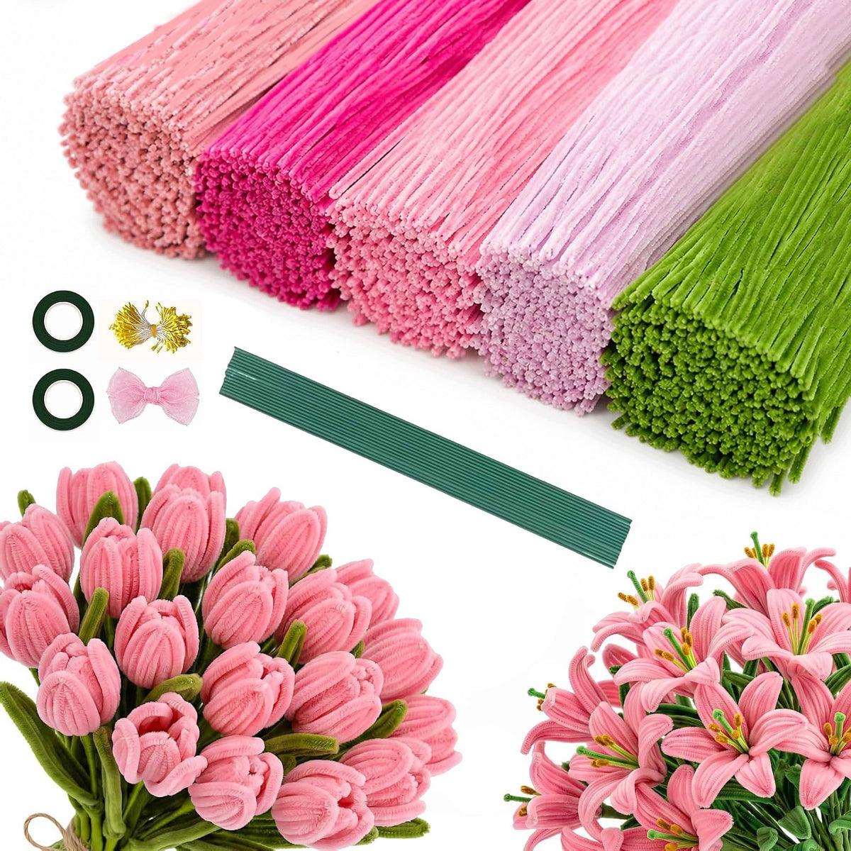 Druciki kreatywny zestaw do tworzenia kwiatów bukietów zestaw 400 sztuk drut florystyczny 30 cm do rękodzieła i