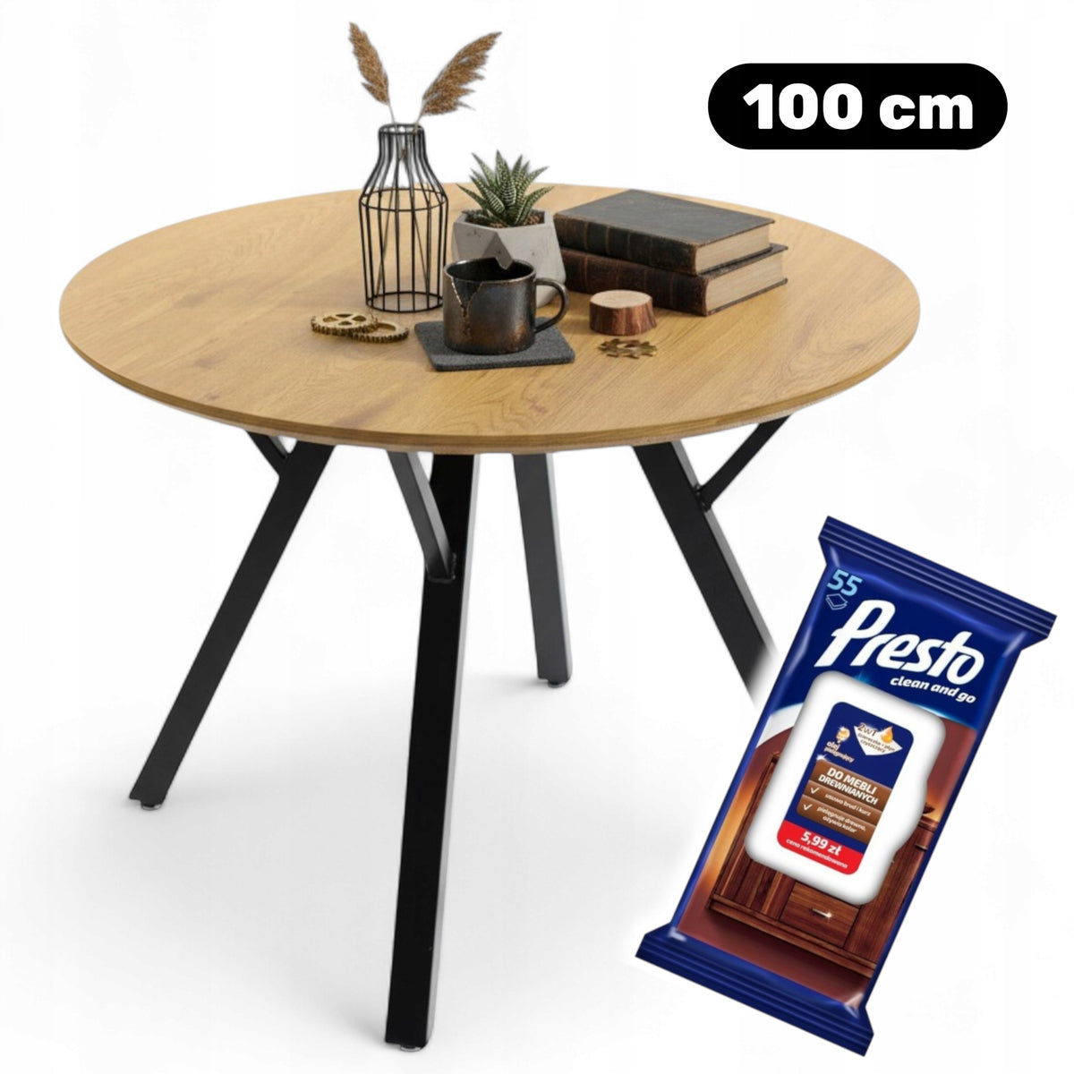 Stół Kuchenny Okrągły Jadalniany 100cm Do Salonu Kuchni LOFT Industrialny metal