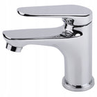 Bateria umywalkowa chrom stojąca niska kran do umywalki łazienki do WC jednouchwytowa ze stałą wylewką srebrna armatura