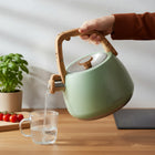 Czajnik z Gwizdkiem 2,5l klausberg KB-9039 Indukcja Gaz Drewniany Styl kettle stalowy do gotowania wody, zielony