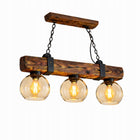 Lampa wisząca RusticBeamGlass70 drewno z odzysku i szklane kule loft E27 żyrandol industrialny 3-punktowy, oświetlenie