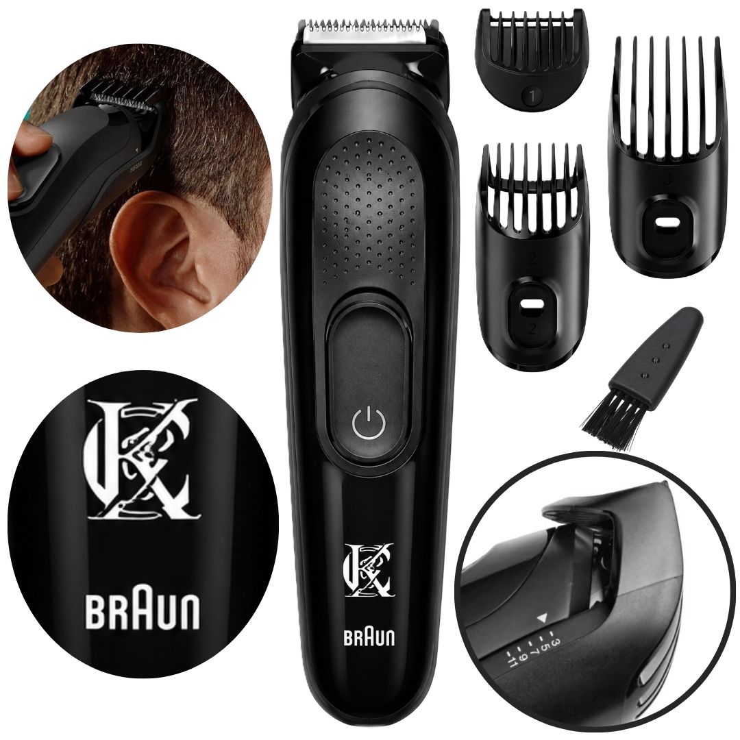 Maszynka do Golenia Trymer do Brody Braun 5513 Gillette King C + 3 końcówki czarny