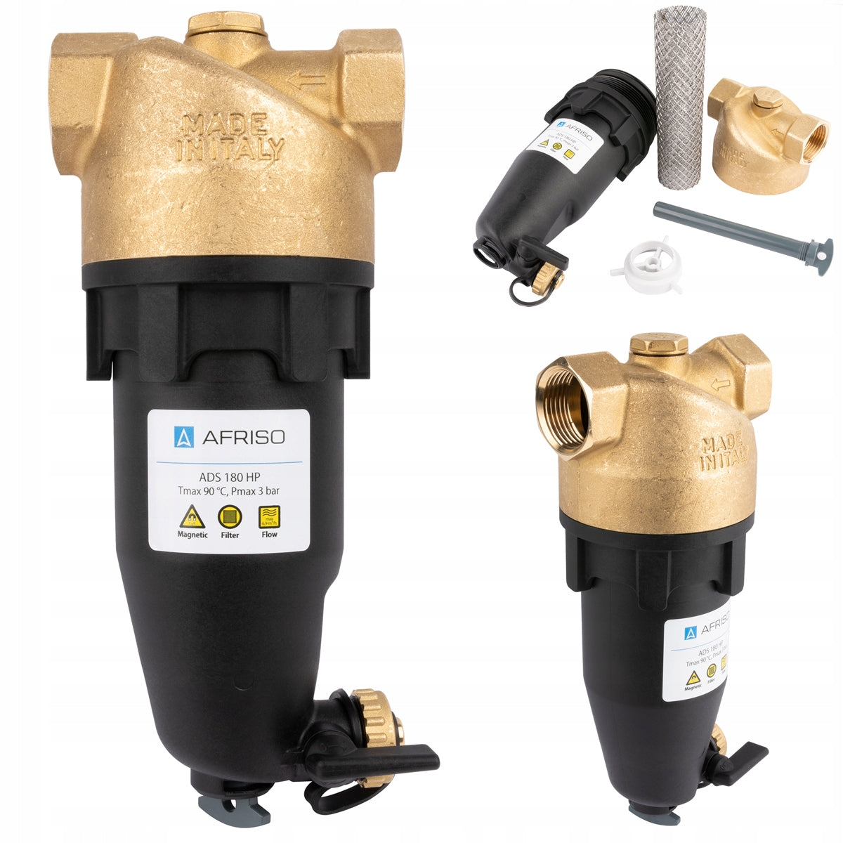 MAGNETYCZNY SEPARATOR ZANIECZYSZCZEŃ ADS180 AFRISO 1'' DN25 do pomp ciepła filtr