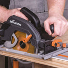Piła tarczowa evolution R185CCSX+ 1600W 185mm + torbą pilarka ręczna, zasilanie sieciowe 230 V, głębokość cięcia 64 mm