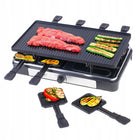 Grill elektryczny raclette duży XL 8 osób mocny 1400W patelenki szpatułki nominalna