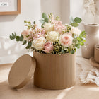 Flower Box kraft Naturalny 3 szt. Dekoracyjny Pudełko na kwiaty - Naturalny tekturowe opakowanie z pokrywką 26x16 cm do