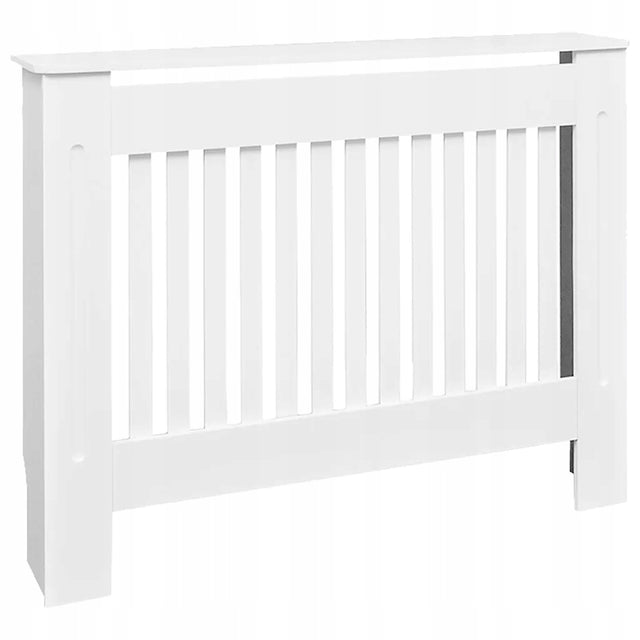 Osłona na kaloryfer MDF biała matowa 112x19x81,5 cm maskownica grzejnika, zabudowa grzejnika, obudowa grzejnika do salonu