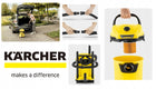 Odkurzacz karcher WD3 MAX bezworkowy przemysłowy turbo power XXL LUX yellow do warsztatu, zbiornik 17 l, moc 1400 w