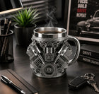 Kubek z motywem silnika V8 motor stal 300ml motoryzacyjny dla fana AUT naczynie na kawę i herbatę, upominek dla kierowcy