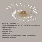LAMPA SUFITOWA LED ŻYRANDOL ZŁOTY WISZĄCY NOWOCZESNY DO SALONU 4500K 42W metal