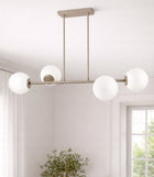 Lampa Wisząca Sufitowa Ecru Beż Kaszmir Żyrandol Białe Kule 4x LED E27 oprawa do salonu i jadalni, metalowa, na 4