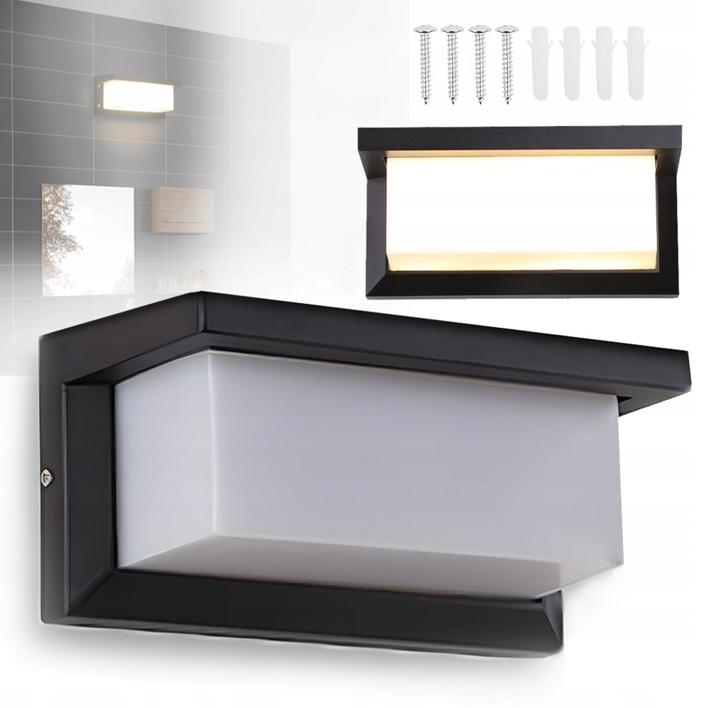 Kinkiet zewnętrzny wodoodporny lampa elewacyjna z czujnik ruchu do ogrodów oprawa LED 18 w z aluminium, czarna