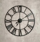 Duży metalowy zegar ścienny 80 CM czarny cichy mechanizm arventa style dekoracja salonu, tarcza analogowa, cyfry