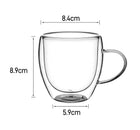 6x SZKLANKI TERMICZNE DO KAWY LATTE DRINKÓW 250ml Z UCHEM ATESTOWANE do herbaty i espresso, podwójna ścianka