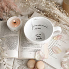 Kubek na herbatę Napis -Pora na książkę Pora na nową herbatkę Biały Prezent porcelanowy do kawy 500 ml można myć w
