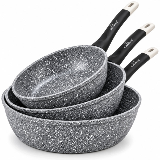 3x patelnia zestaw patelni granitowych 20/22/26 cm indukcja GAZ aluminium do smażenia, kuchnia ceramiczna i elektryczna, piekarnik, zmywarka
