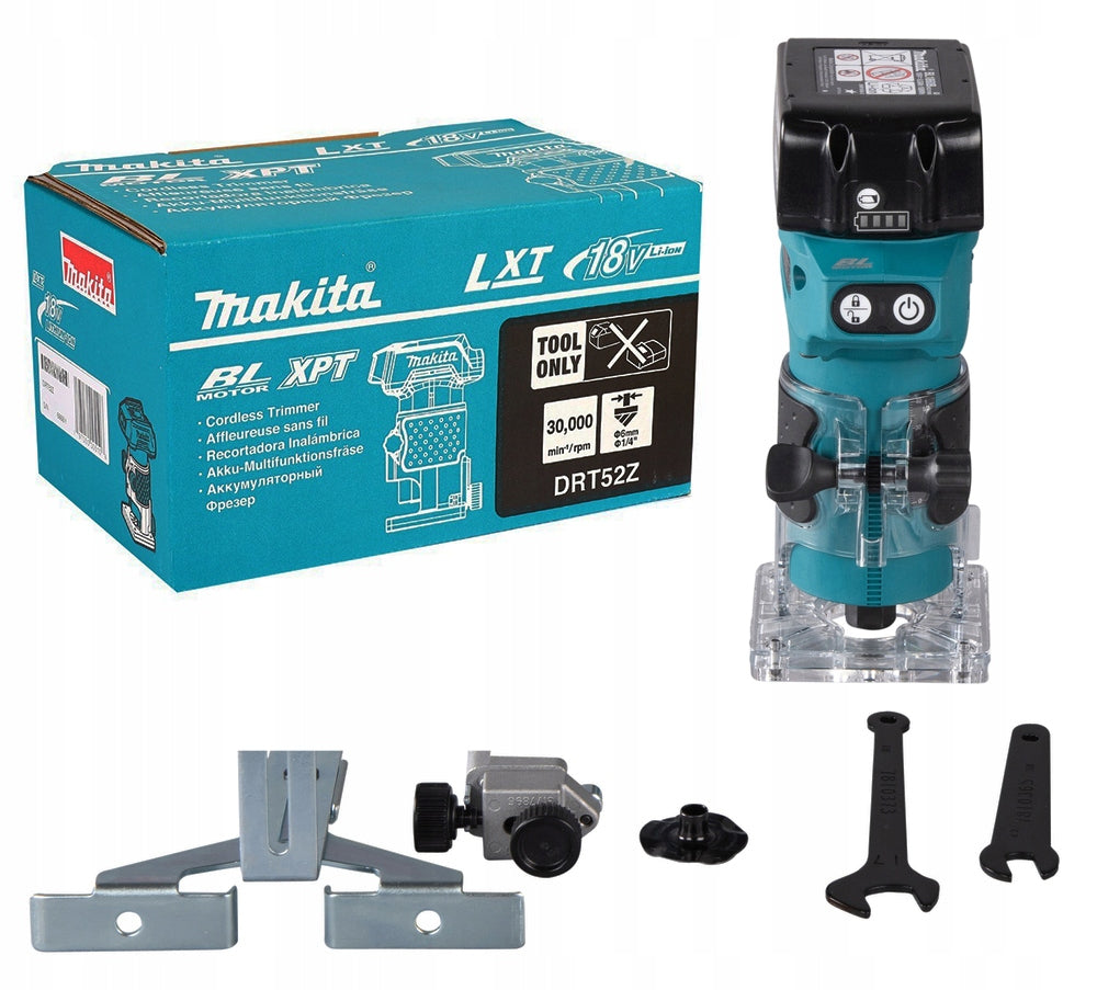 Frezarka wycinarka Makita LXT 18V DRT52Z 6 mm krawędziowa do obróbki krawędzi, akumulatorowa, 30000 obr/min, głębokość