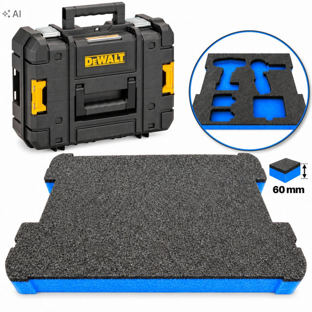Pianka wypełnienie grafitowo-niebieski wkład do dewalt tstak / pianka 60mm ochrona i uporządkowanie narzędzi, organizer do skrzynki