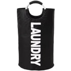 Torba na pranie z nadrukiem czarna z uchwytami worek składany 80l wellhaus kosz bieliźniany wolnostojący 38x38x74 cm