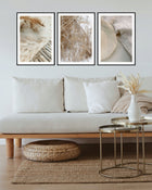 Boho zestaw 3 obrazy 30x40 natura BEŻ plakat #12 dekoracja ścienna, grafiki botaniczne, motyw roślinny, druk cyfrowy