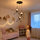 Lampa wisząca sufitowa żyrandol potrójna nowoczesna loft ludzik humanoid 3-punktowa metalowa czarna oprawa E27 do