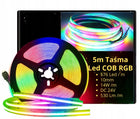 5m Taśma Led COB RGB 576Led/m 14W/m 24V IP20 pasek świetlny, dekoracyjne oświetlenie wnętrz, wielokolorowe, 2650 lm