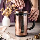 Zaparzacz Tłokowy do kawy herbaty 1000ml dzbanek French Press rose gold szklany, mycie w zmywarce, zaparzanie naparów