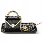 Prezent kubek torebka zestaw prezentowy elegancki upominek dla niej ceramiczny 300 ml do kawy i herbaty, czarny