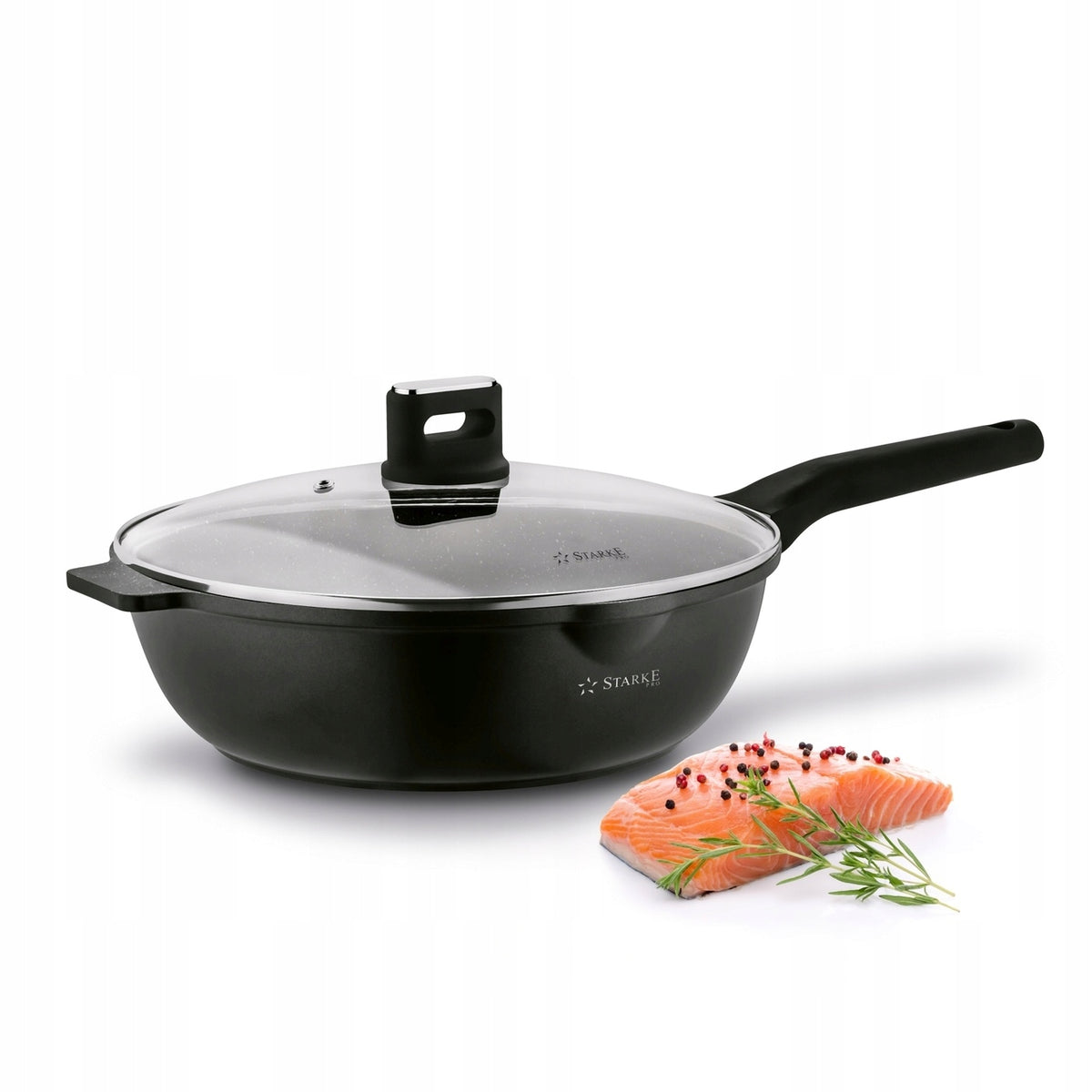 PATELNIA WOK Indukcja POKRYWKA DUŻA Głęboka Solidna Starke Pro Yasai 32 cm do smażenia stir-fry i potraw azjatyckich