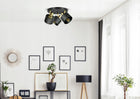 Lampa Sufitowa Żyrandol Plafon Czarna Złota Classic Spot 482-EG3 LED E27 oprawa oświetleniowa metalowa 3-punktowa do