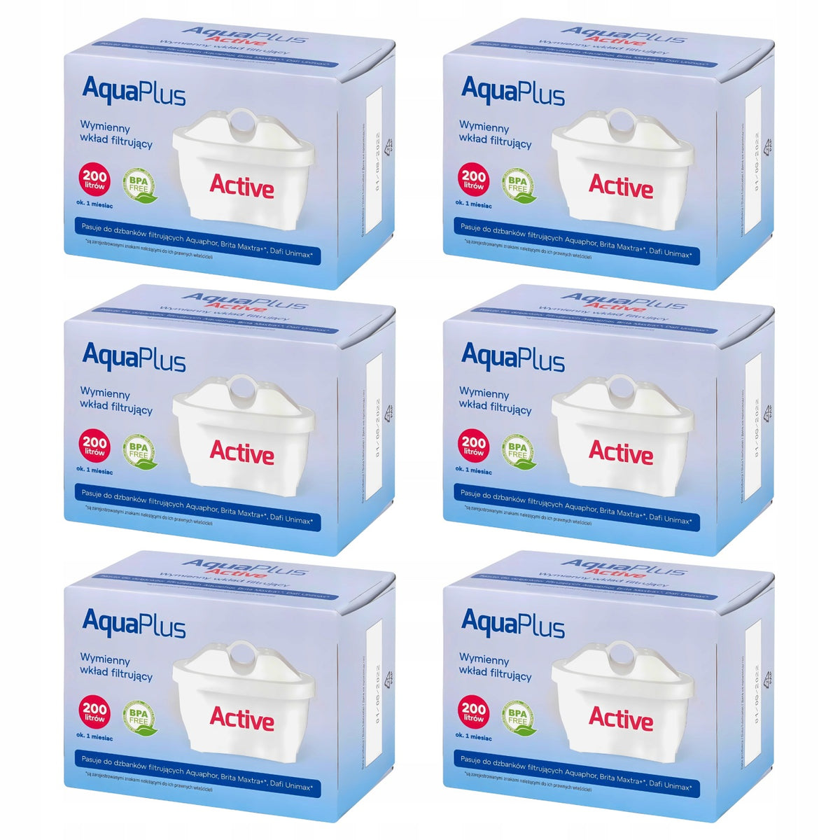 Wkład AquaPlus uniwersalny filtr do wody 6 szt do Aquaphor do dzbanka biały